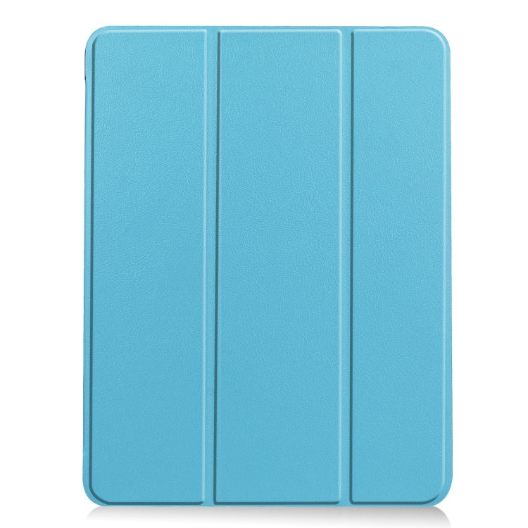 For iPad Air 11 2024 Custer TPU Pure Color 3-Fold Holder Smart Leather Tablet Case(Sky Blue)
