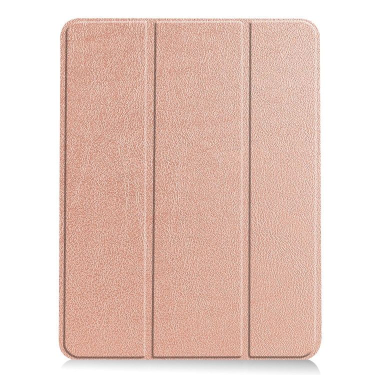 For iPad Air 11 2024 / 2025 Custer TPU Pure Color 3-Fold Holder Smart Leather Tablet Case(Rose Gold)