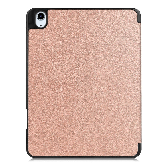 For iPad Air 11 2024 / 2025 Custer TPU Pure Color 3-Fold Holder Smart Leather Tablet Case(Rose Gold)