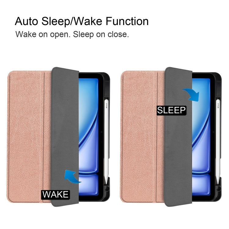 For iPad Air 11 2024 / 2025 Custer TPU Pure Color 3-Fold Holder Smart Leather Tablet Case(Rose Gold)