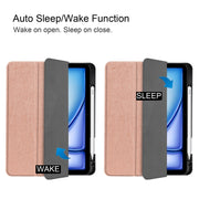 For iPad Air 11 2024 / 2025 Custer TPU Pure Color 3-Fold Holder Smart Leather Tablet Case(Rose Gold)