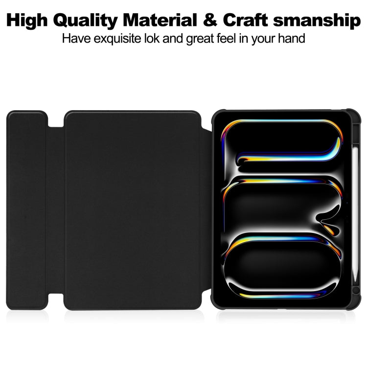 For iPad Pro 13 2024 Transparent Rotation Smart Leather Tablet Case with Keyboard(Black)