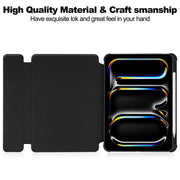 For iPad Pro 13 2024 Transparent Rotation Smart Leather Tablet Case with Keyboard(Black)
