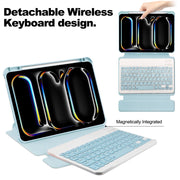 For iPad Pro 13 2024 Transparent Rotation Smart Leather Tablet Case with Keyboard(Sky Blue)