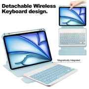 For iPad Air 13 2024 Transparent Rotation Smart Leather Tablet Case with Keyboard(Sky Blue)