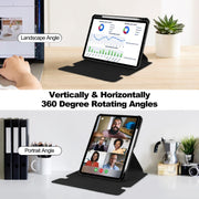 For iPad Air 11 2025 / 2024 Transparent Rotation Smart Leather Tablet Case with Keyboard(Black)