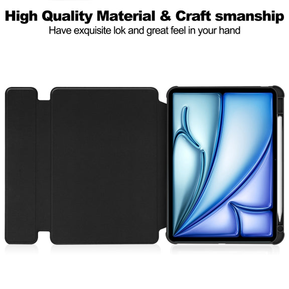 For iPad Air 11 2025 / 2024 Transparent Rotation Smart Leather Tablet Case with Keyboard(Black)