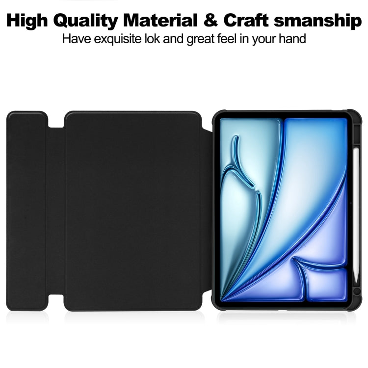 For iPad Air 11 2025 / 2024 Transparent Rotation Smart Leather Tablet Case with Keyboard(Black)