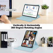 For iPad Air 11 2025 / 2024 Transparent Rotation Smart Leather Tablet Case with Keyboard(Sky Blue)