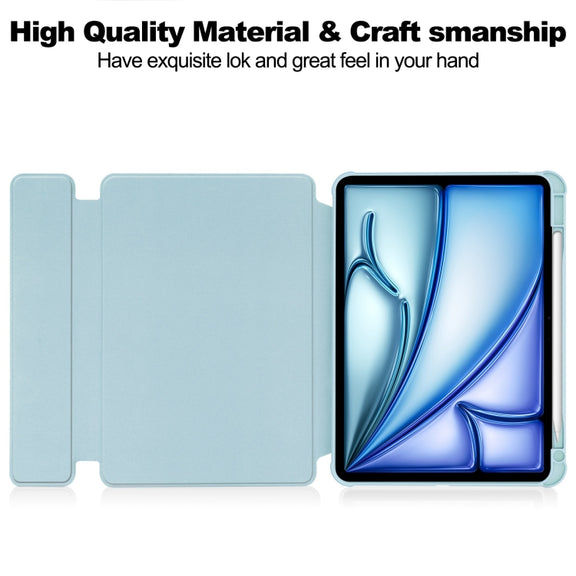 For iPad Air 11 2025 / 2024 Transparent Rotation Smart Leather Tablet Case with Keyboard(Sky Blue)