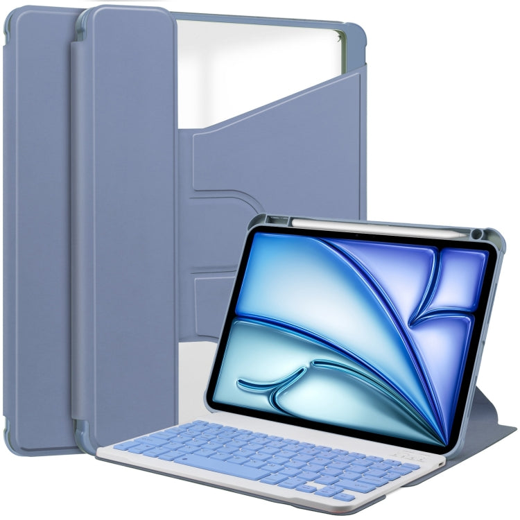 For iPad Air 11 2024 Transparent Rotation Smart Leather Tablet Case with Keyboard(Lavender)