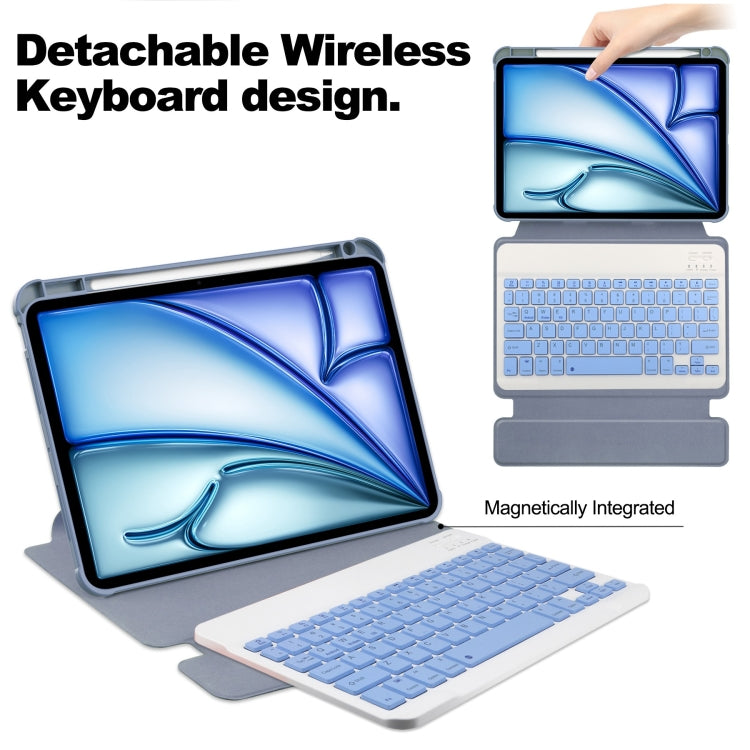 For iPad Air 11 2024 Transparent Rotation Smart Leather Tablet Case with Keyboard(Lavender)