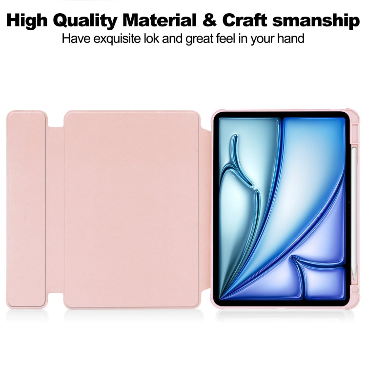 For iPad Air 11 2024 Transparent Rotation Smart Leather Tablet Case with Keyboard(Pink)