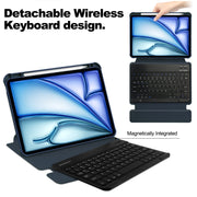 For iPad Air 11 2024 Transparent Rotation Smart Leather Tablet Case with Keyboard(Dark Blue)