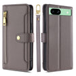 For Google Pixel 8a Sheep Texture Cross-body Zipper Wallet Leather Phone Case(Grey) - Google Cases by PMC TechLife | Online Shopping South Africa | PMC TechLife | Buy Now Pay Later Mobicred
