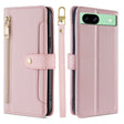 For Google Pixel 8a Sheep Texture Cross-body Zipper Wallet Leather Phone Case(Pink) - Google Cases by PMC TechLife | Online Shopping South Africa | PMC TechLife | Buy Now Pay Later Mobicred