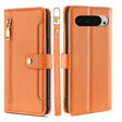 For Google Pixel 9 Sheep Texture Cross-body Zipper Wallet Leather Phone Case(Orange) - Google Cases by PMC TechLife | Online Shopping South Africa | PMC TechLife | Buy Now Pay Later Mobicred