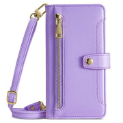 For Google Pixel 9 Sheep Texture Cross-body Zipper Wallet Leather Phone Case(Purple)