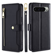 For Google Pixel 9 Pro XL Sheep Texture Cross-body Zipper Wallet Leather Phone Case(Black) - Google Cases by PMC TechLife | Online Shopping South Africa | PMC TechLife | Buy Now Pay Later Mobicred