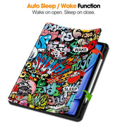 For iPad Air 13 2024 Custer Painted 3-Fold Holder Smart Leather Tablet Case with Pen Tray(Graffiti)