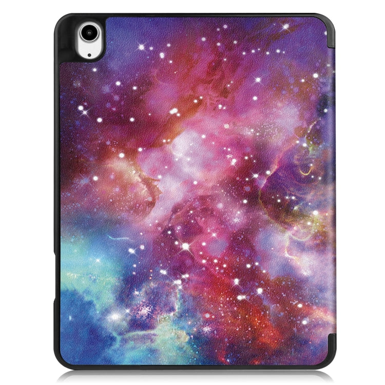 For iPad Air 13 2024 / 2025 Custer Painted 3-Fold Holder Smart Leather Tablet Case with Pen Tray(Milky Way Nebula)