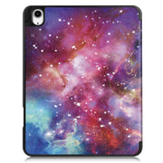 For iPad Air 13 2024 / 2025 Custer Painted 3-Fold Holder Smart Leather Tablet Case with Pen Tray(Milky Way Nebula)
