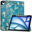 For iPad Air 13 2024 / 2025 Custer Painted 3-Fold Holder Smart Leather Tablet Case with Pen Tray(Apricot Flower) - iPad Air 13 2025 / 2024 Cases by PMC TechLife | Online Shopping South Africa | PMC TechLife | Buy Now Pay Later Mobicred