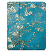 For iPad Air 13 2024 / 2025 Custer Painted 3-Fold Holder Smart Leather Tablet Case with Pen Tray(Apricot Flower)