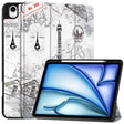 For iPad Air 13 2024 / 2025 Custer Painted 3-Fold Holder Smart Leather Tablet Case with Pen Tray(Eiffel Tower) - free shipping - PMC TechLife - Order now!