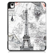 For iPad Air 13 2024 / 2025 Custer Painted 3-Fold Holder Smart Leather Tablet Case with Pen Tray(Eiffel Tower)