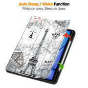 For iPad Air 13 2024 / 2025 Custer Painted 3-Fold Holder Smart Leather Tablet Case with Pen Tray(Eiffel Tower)