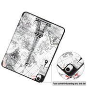 For iPad Air 13 2024 / 2025 Custer Painted 3-Fold Holder Smart Leather Tablet Case with Pen Tray(Eiffel Tower)