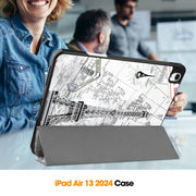 For iPad Air 13 2024 / 2025 Custer Painted 3-Fold Holder Smart Leather Tablet Case with Pen Tray(Eiffel Tower)