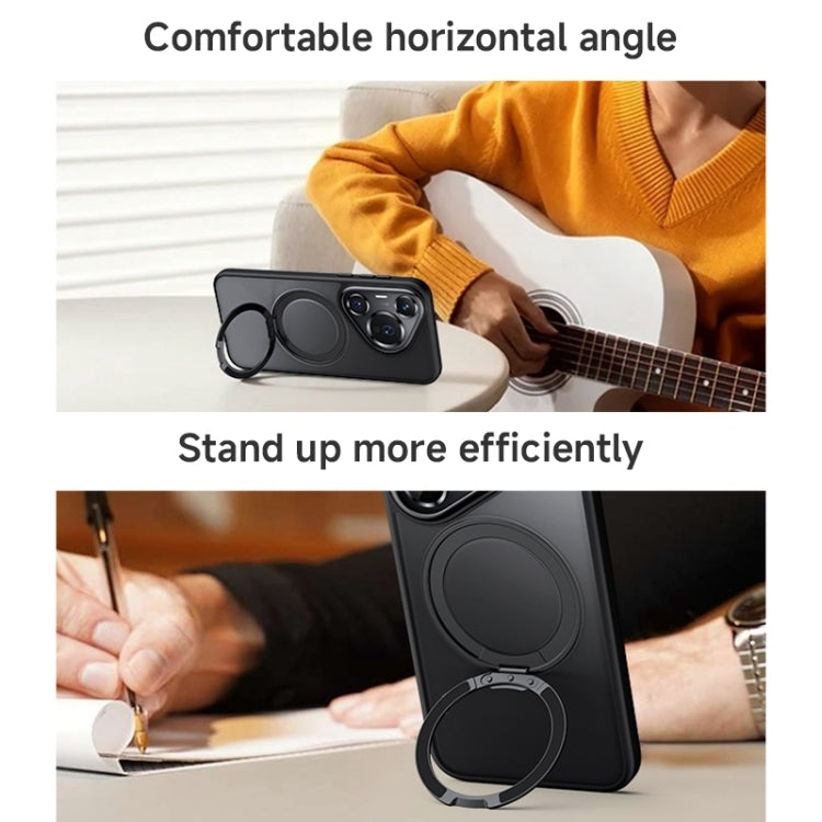 For Huawei Pura 70 Pro Frosted 360 Rotating Holder Magnetic Full Coverage Shockproof Phone Case(Grey)