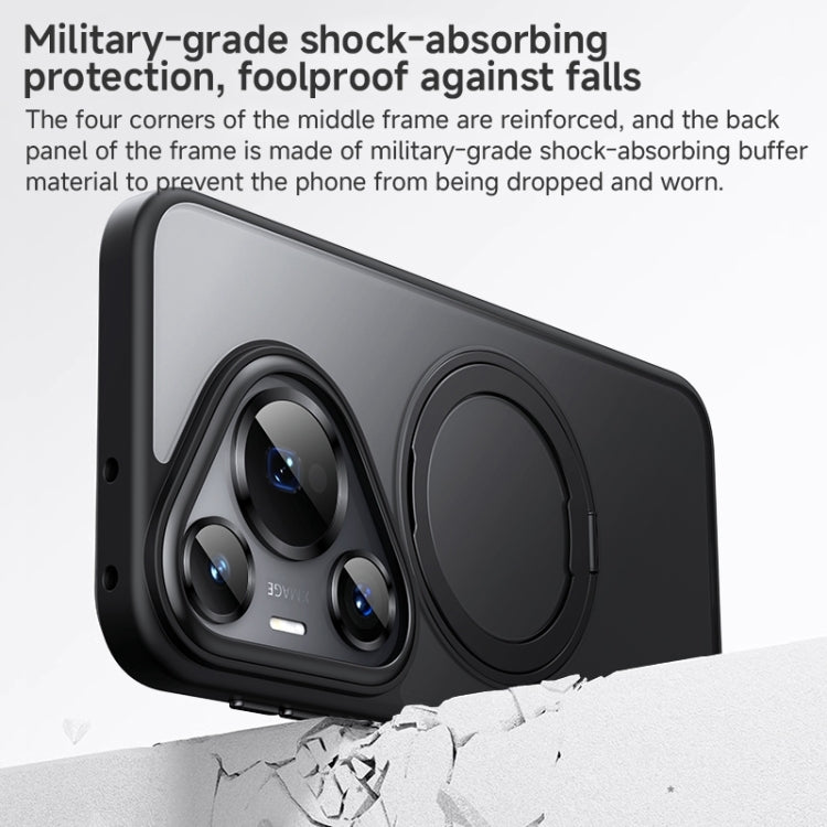 For Huawei Pura 70 Frosted 360 Rotating Holder Magnetic Full Coverage Shockproof Phone Case(Black)