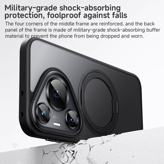 For Huawei Pura 70 Pro Frosted 360 Rotating Holder Magnetic Full Coverage Shockproof Phone Case(Black)