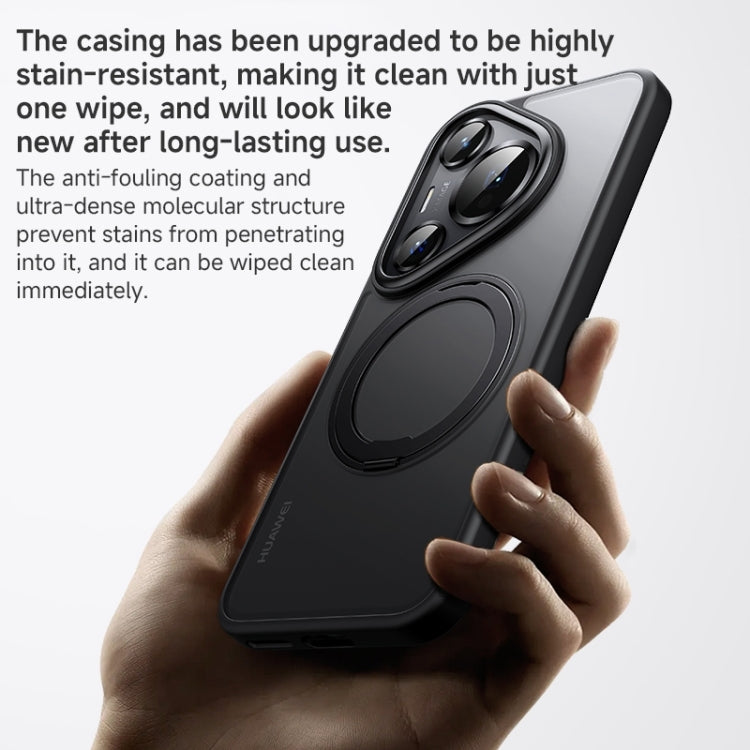 For Huawei Pura 70 Pro Frosted 360 Rotating Holder Magnetic Full Coverage Shockproof Phone Case(Grey)