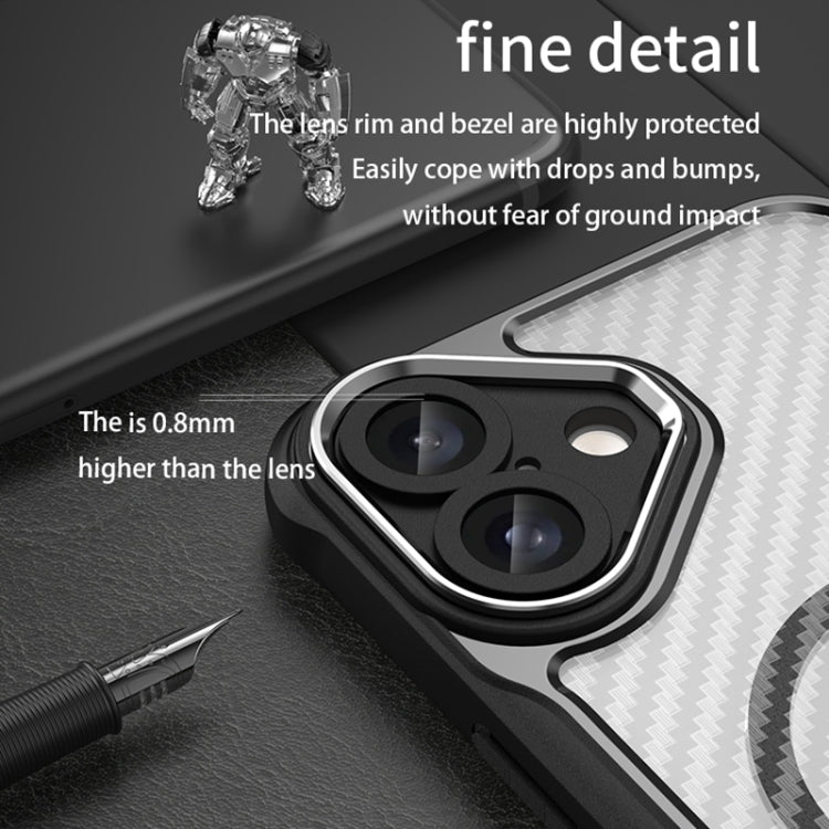 For iPhone 16 Plus Carbon Fiber Texture MagSafe Translucent Phone Case(Green)