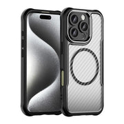 For iPhone 16 Pro Carbon Fiber Texture MagSafe Translucent Phone Case(Black)