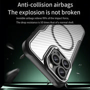 For iPhone 16 Pro Carbon Fiber Texture MagSafe Translucent Phone Case(Black)