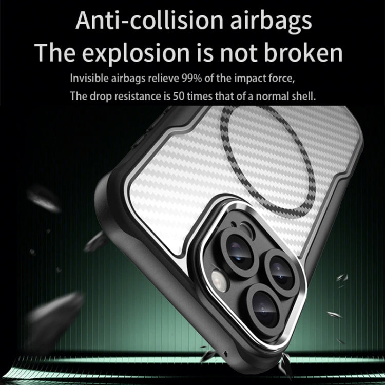 For iPhone 16 Pro Carbon Fiber Texture MagSafe Translucent Phone Case(Blue)