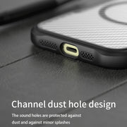 For iPhone 16 Pro Carbon Fiber Texture MagSafe Translucent Phone Case(Blue)