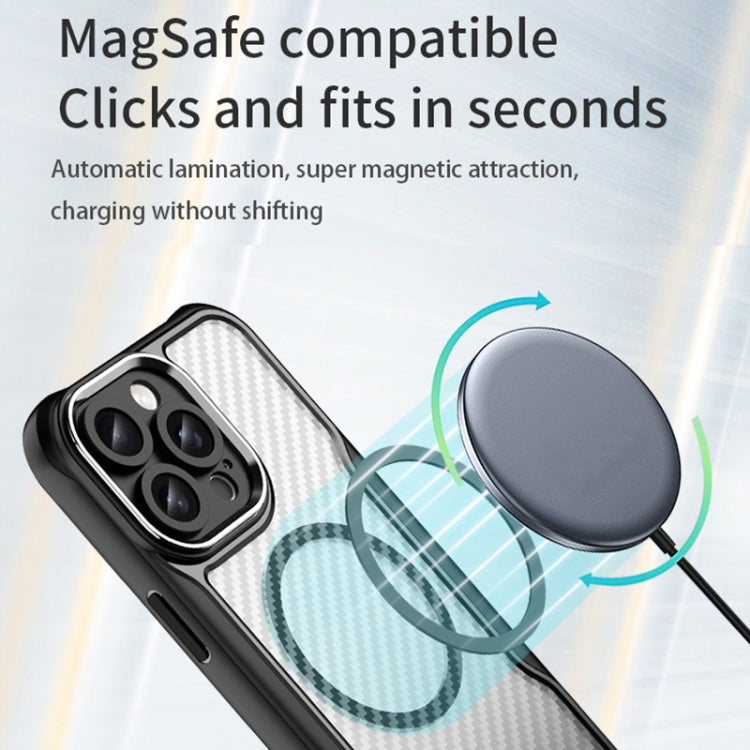 For iPhone 16 Pro Carbon Fiber Texture MagSafe Translucent Phone Case(Green)