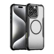 For iPhone 16 Pro Max Carbon Fiber Texture MagSafe Translucent Phone Case(Black)