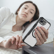 For iPhone 16e Carbon Fiber Texture MagSafe Translucent Phone Case(Black)