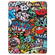 For iPad Pro 11 2024 Custer Painted 3-Fold Holder Smart Leather Tablet Case with Pen Tray(Graffiti)