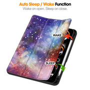 For iPad Pro 11 2024 Custer Painted 3-Fold Holder Smart Leather Tablet Case with Pen Tray(Milky Way Nebula)