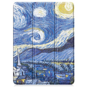 For iPad Pro 11 2024 Custer Painted 3-Fold Holder Smart Leather Tablet Case with Pen Tray(Starry Sky)