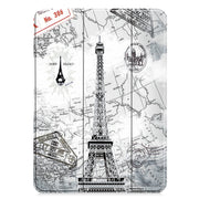 For iPad Pro 11 2024 Custer Painted 3-Fold Holder Smart Leather Tablet Case with Pen Tray(Retro Tower)