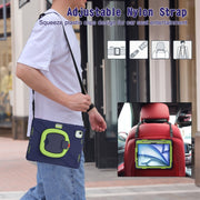 For iPad Air 11 2024 Silicone Hybrid PC Tablet Case with Holder & Shoulder Strap(Navy Blue Lime)